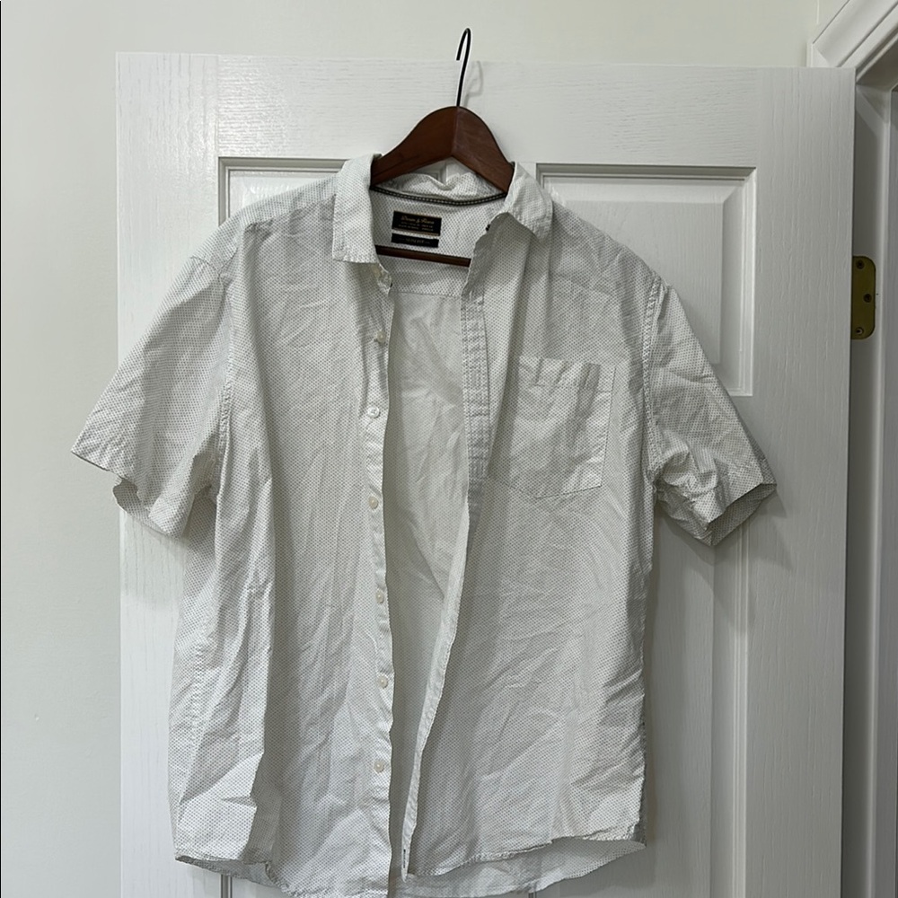 Denim & Flower White Casual Button Down Shirt
